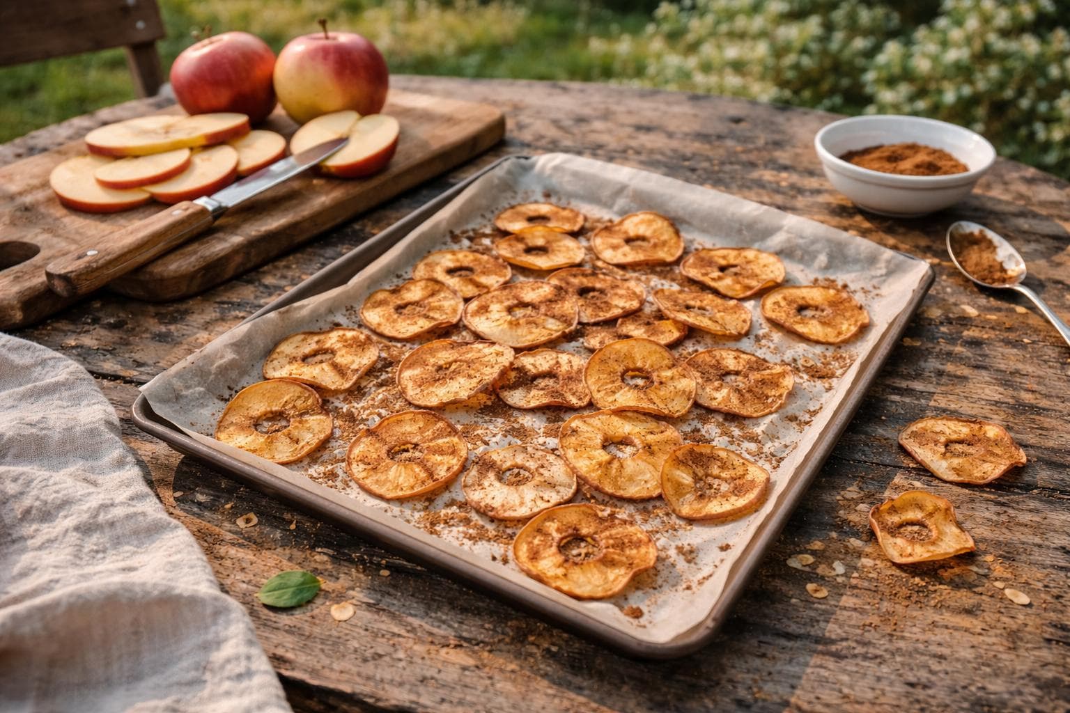 Chips de pomme au four à la cannelle